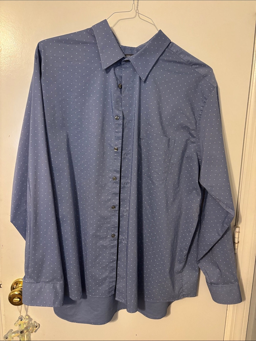 Van Heusen Light Blue Dot-Pattern Dress Shirt